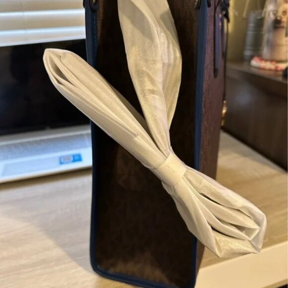 NEW Large Michael Kors Maple brown tote bag River Blue handles & shoulder strap - Picture 8 of 11